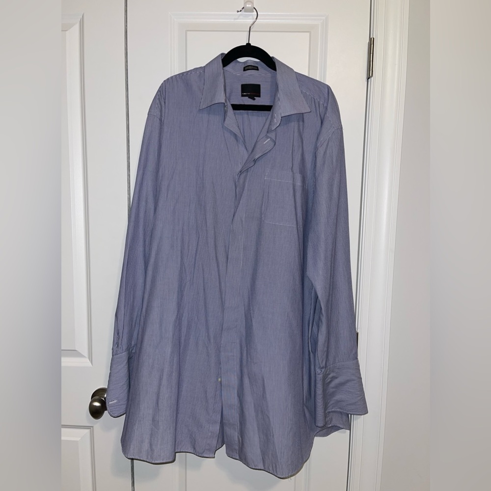 FUBU The Collection Men’s Button Up Shirt Long Sleeved Size 19, 38/33 Blue